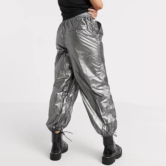 NWT Free People pewter metallic shine activewear track pants, S - Picture 6 of 14